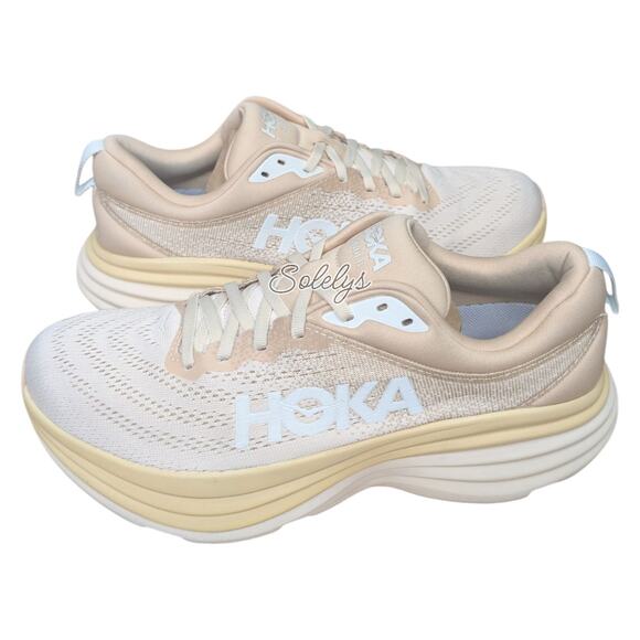 HOKA ONE ONE Bondi 8 Womens 10B Shifting Sand Eggnog Run Walking Comfort Sneaker - Picture 11 of 11